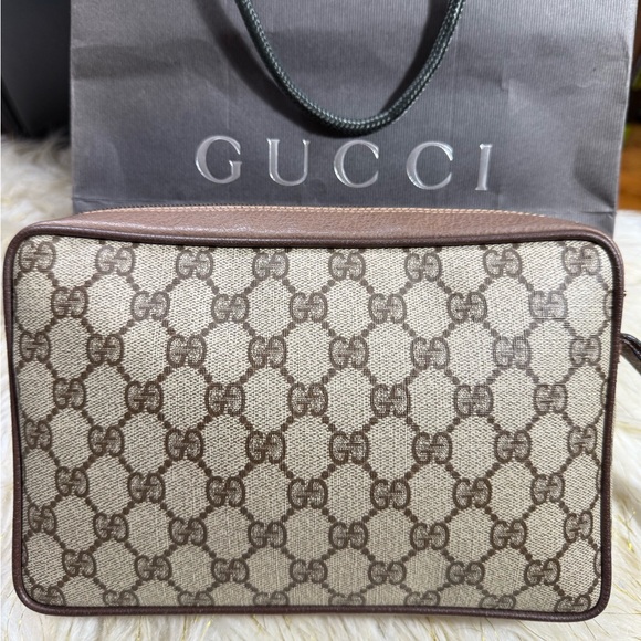 Gucci GG Clutch wristlet Pvc Pouch bag Brown with paper bag included. - Picture 4 of 16